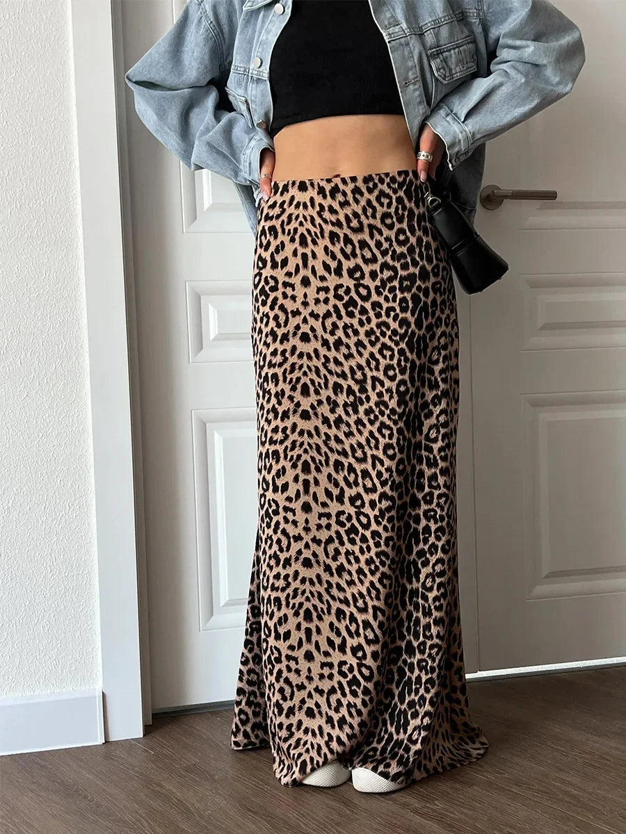 Aiertu  -  Summer New Women's  Leopard Print Midi Skirt High Waist Fishtail Skirt Fashion Foreign Trade Casual Half length Skirt Aiertu