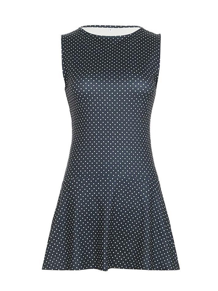 Aiertu  -Vintage Polka Dot Contrast Sleeveless Dress aiertu