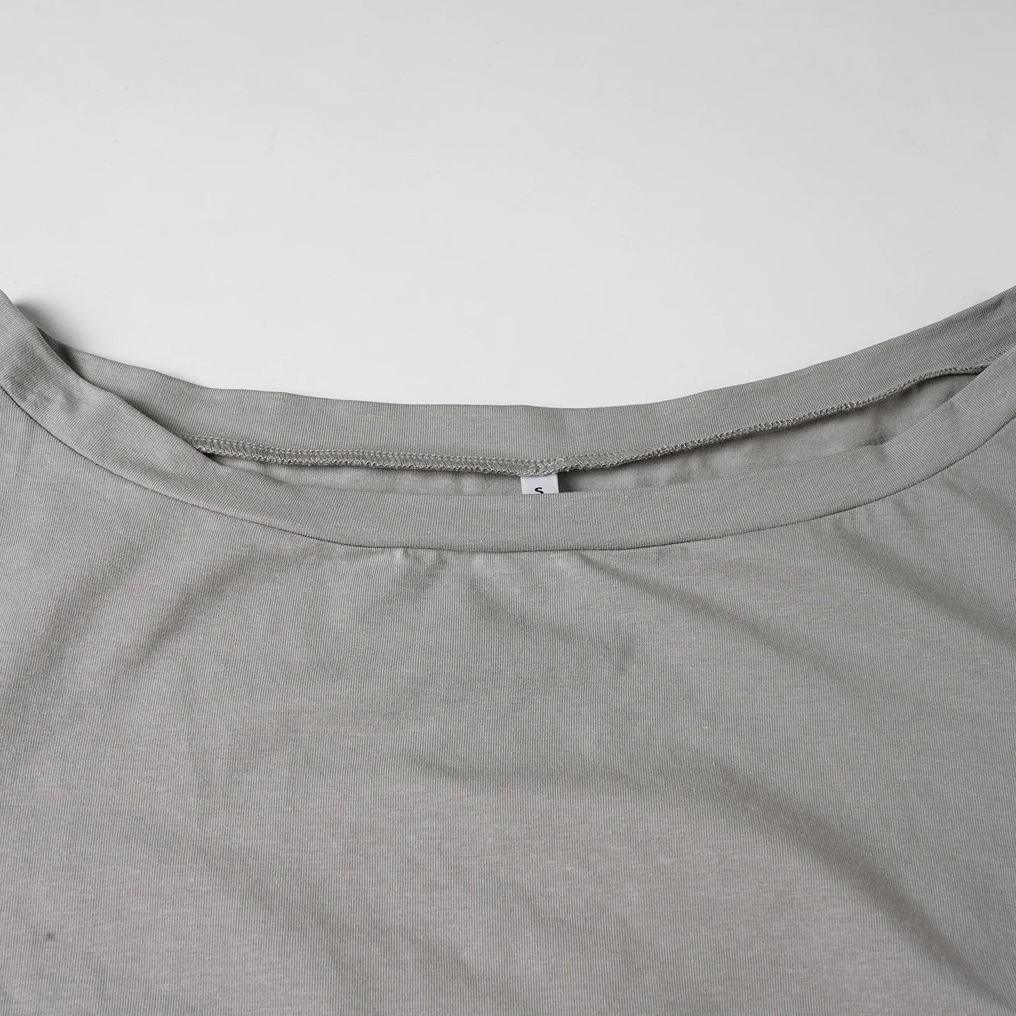 Aiertu  -  Solid Grey Loose Drawstring T-shirt Asymmetrical Off-shoulder Short Sleeve T Shirts Women Casual Summer Tees y2k Vintage Aiertu