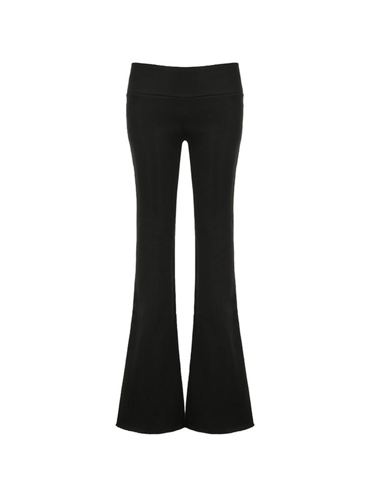 Aiertu - summer inspo Hot Gray Slim Low Waist Casual Sweatpants For Women Black Solid Simple Basic Flared Pants Sports Jogging Trousers Aiertu