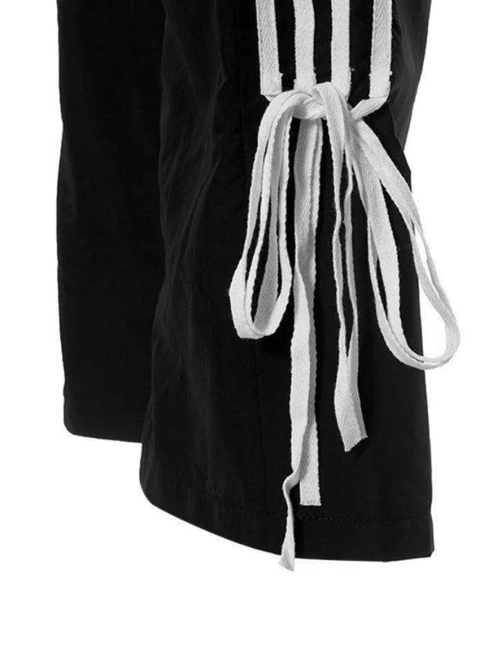 Aiertu  -  Low Rise Piping Detail Wide Leg Pants Aiertu