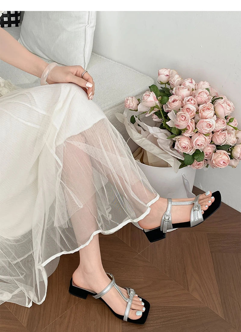 Aiertu  -  Summer Women Fashion Open Toe Slippers Casual Thick Heel Beach Vacation Slides Party Dress Shoes Aiertu