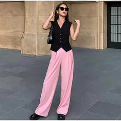 Aiertu  -  Fashion Temperament V-neck Small Suit Vest Women 2026 Spring Summer Slim Solid Color Single Breasted Coat Female Commute Clothes Aiertu