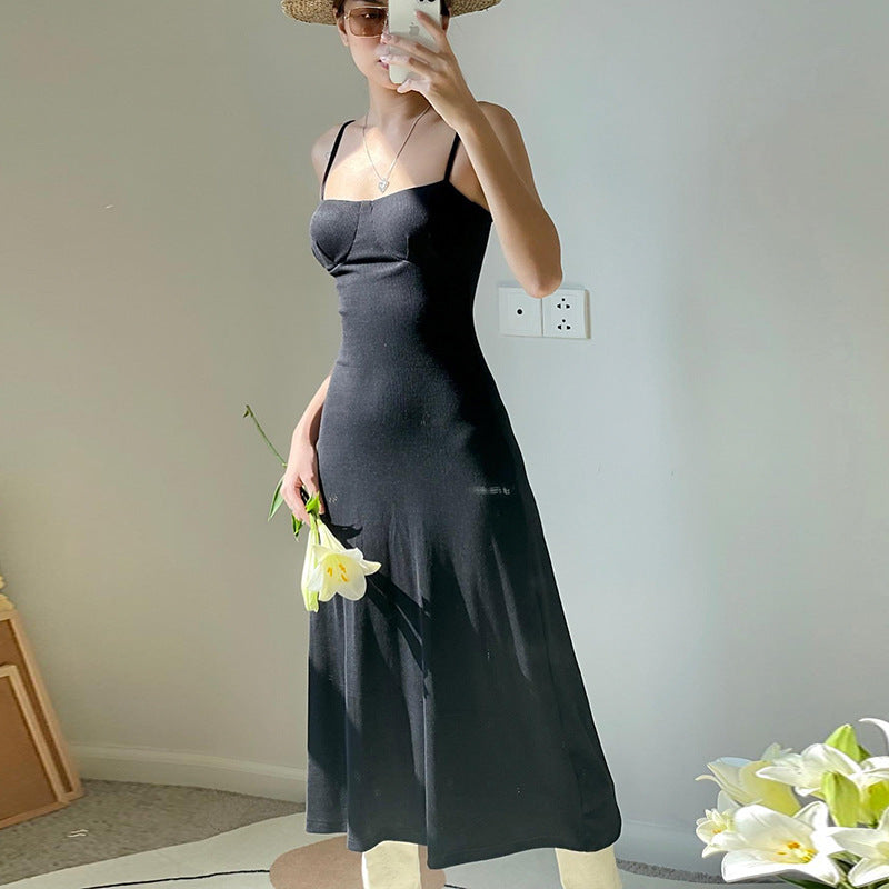 Aiertu - Black Bodycon Ribbed Maxi Dress Aiertu
