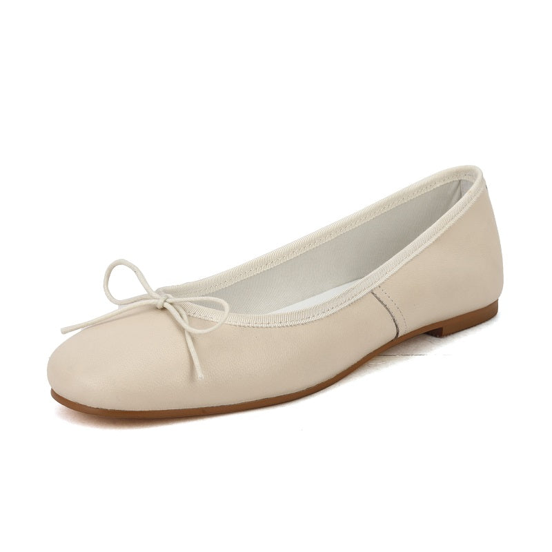 Aiertu  Women Ballet Shoe Sheepskin Loafers Basic Style Sweet Girls Spring Ballet Shoes Slip On Butterfly-Knot Women Flats Round Toe Aiertu