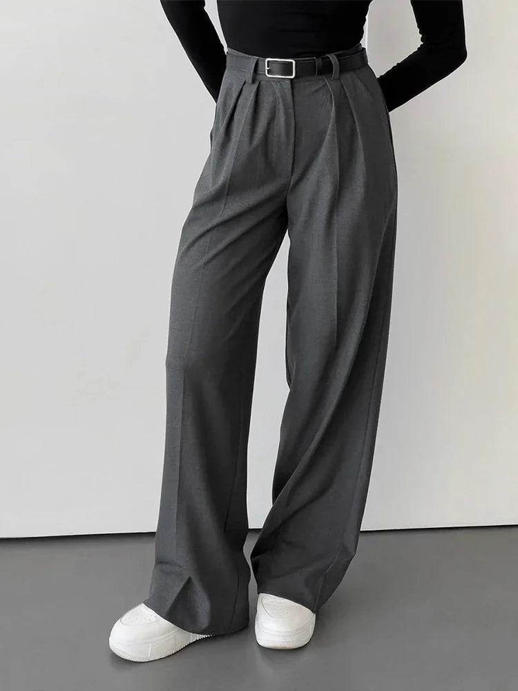 Aiertu  -  Spring Summer New Slim Fit Straight Leg Pants Women's Design High Waist Trousers Simple Office Lady Chic Suit Pants Aiertu