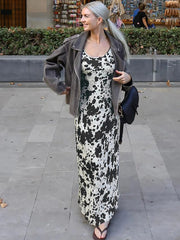 Aiertu  -  Leopard Print Long Dresses For Women Summer Chic Sexy U Collar Sleeveless Maxi Dress Streetwear Fashion Elegant A-line Vestidos Aiertu