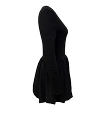 Aiertu Women's Fashion Autumn & Winter Long Sleeve Slim Sexy Flower Bud Hem Suspender Dress Female High Waist Sweet Sexy Mini Dresses Aiertu