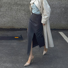 Aiertu  -  Elegant Striped Midi Skirt Women Fashion Sexy Slit Suit Wrap Skirts Summer Office Ladies Korean Split Slim Pencil Skirt Aiertu