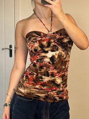 Aiertu  -Vintage Print Sexy Backless Halter Tank Top aiertu