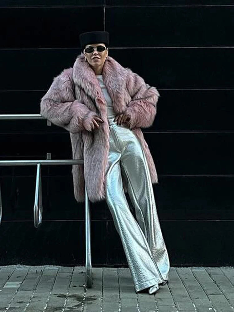 Aiertu  -  party look snspos Fashion Long Faux Fur Women Coat Full Sleeve Oversize Lady Jacket 2024 Autumn Winter Elegant All Match Warm Female Overcoat Aiertu