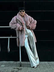 Aiertu  -  party look snspos Fashion Long Faux Fur Women Coat Full Sleeve Oversize Lady Jacket 2024 Autumn Winter Elegant All Match Warm Female Overcoat Aiertu