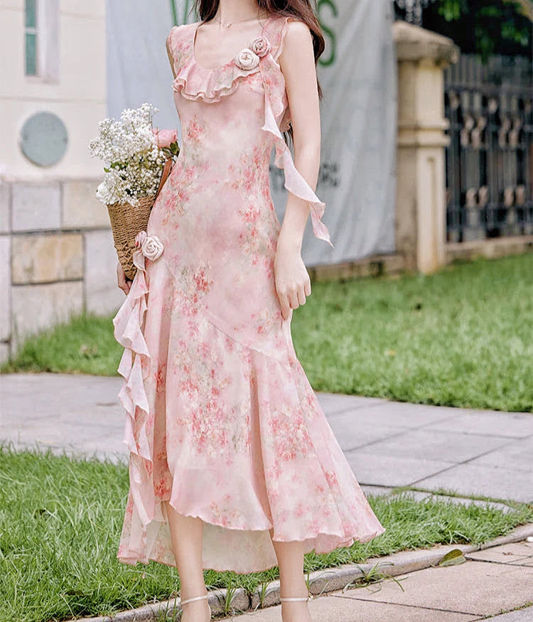 Aiertu  Honey Vine Vintage-Floral Ethereal Essence Dress Aiertu