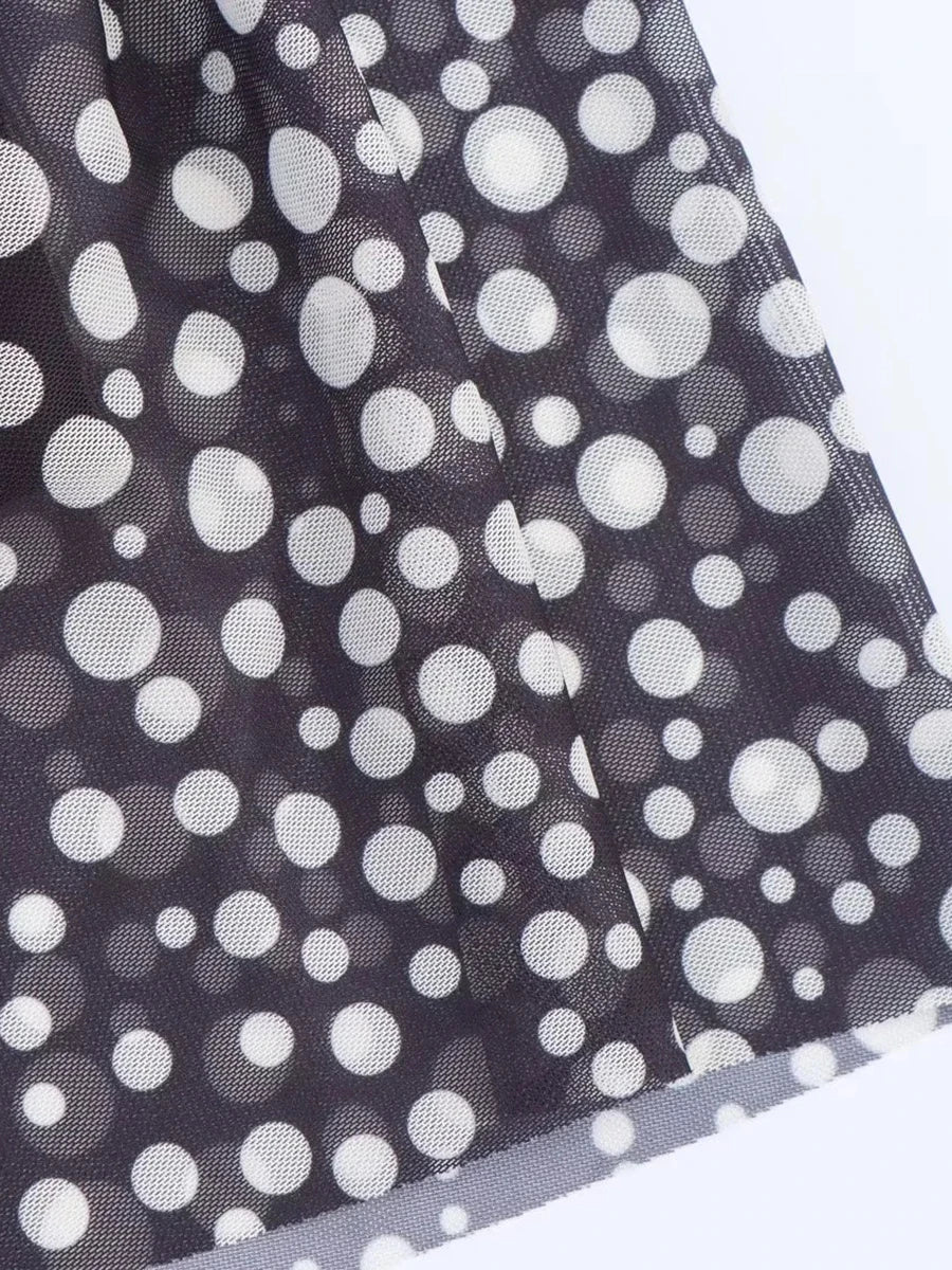Aiertu  -  Sexy Spliced Dot Print Maxi Dress for Women Halter Neck Off Shoulder High Waist Temperament Folds Dresses Female Aiertu