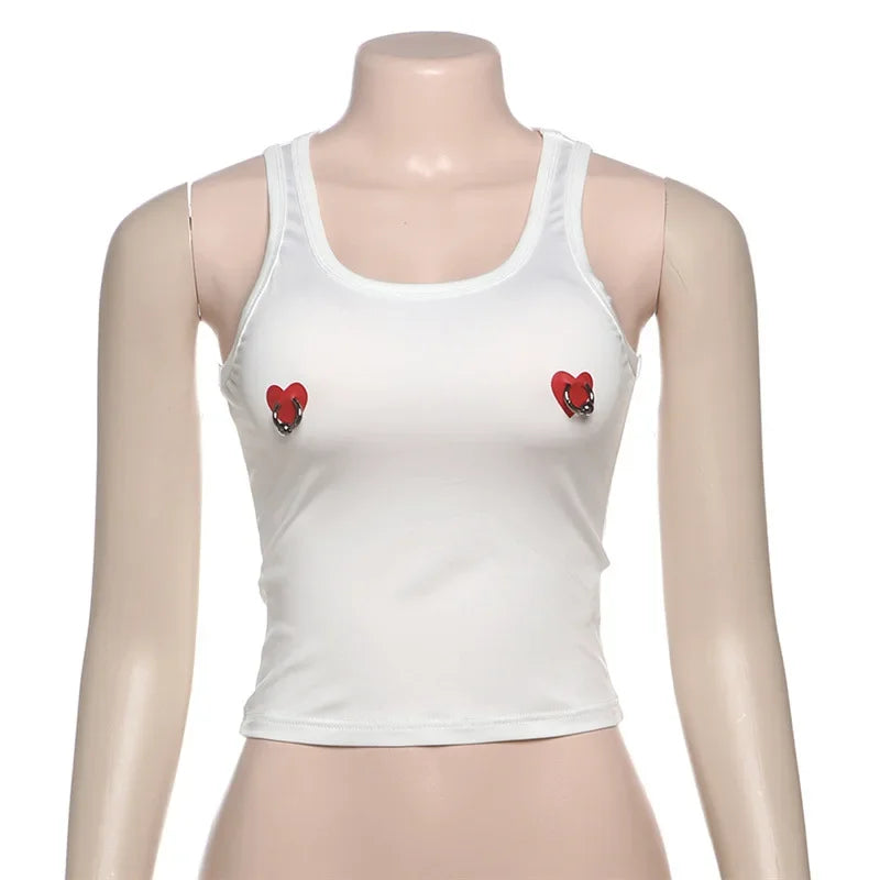 Aiertu  -  American Style Spring/summer New Women's Clothing Simple Casual Style Love Print U-neck Sleeveless Slim Fit Vest Top Aiertu