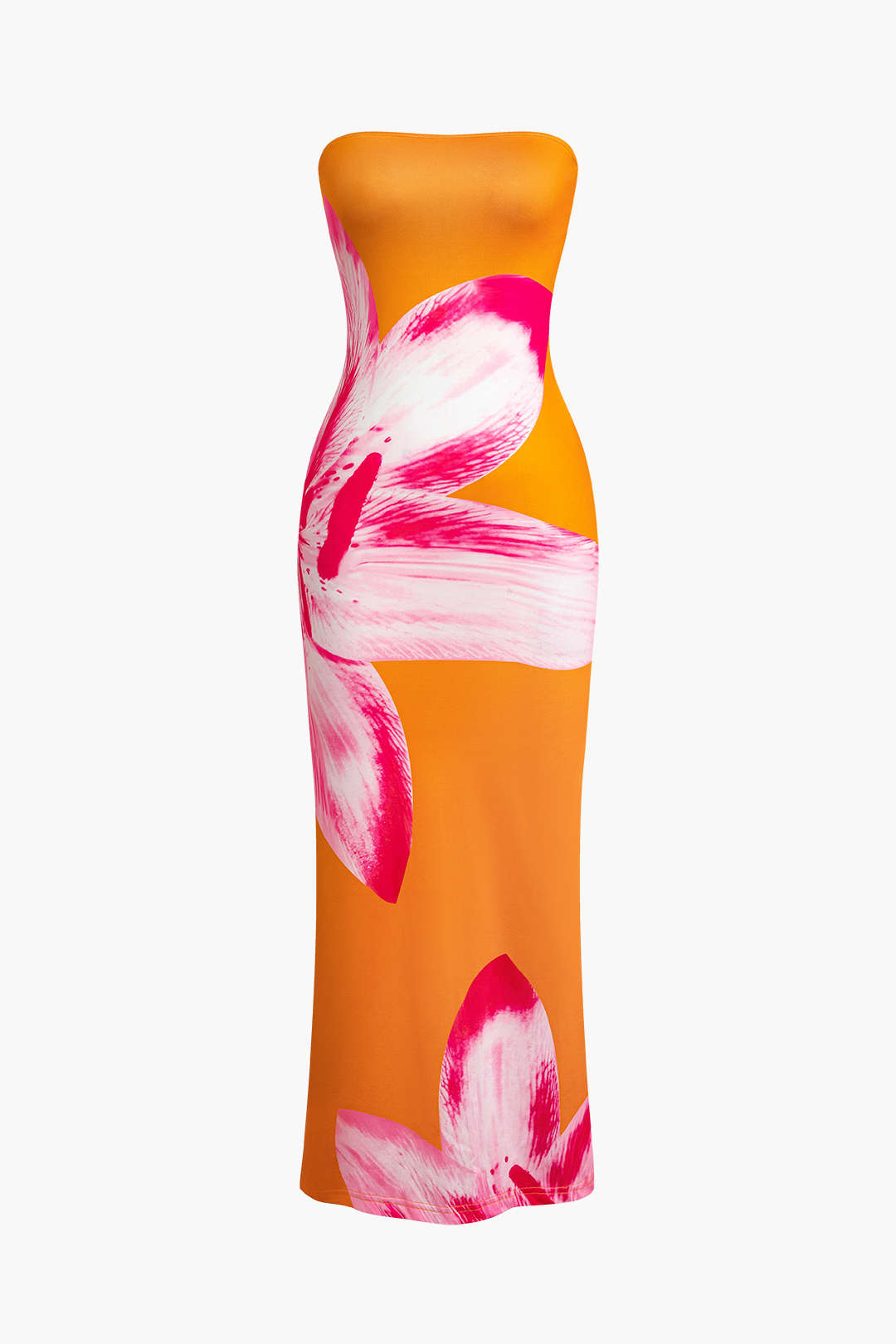 Aiertu  Sunny Floral Cascade Strapless Midi Dress Aiertu