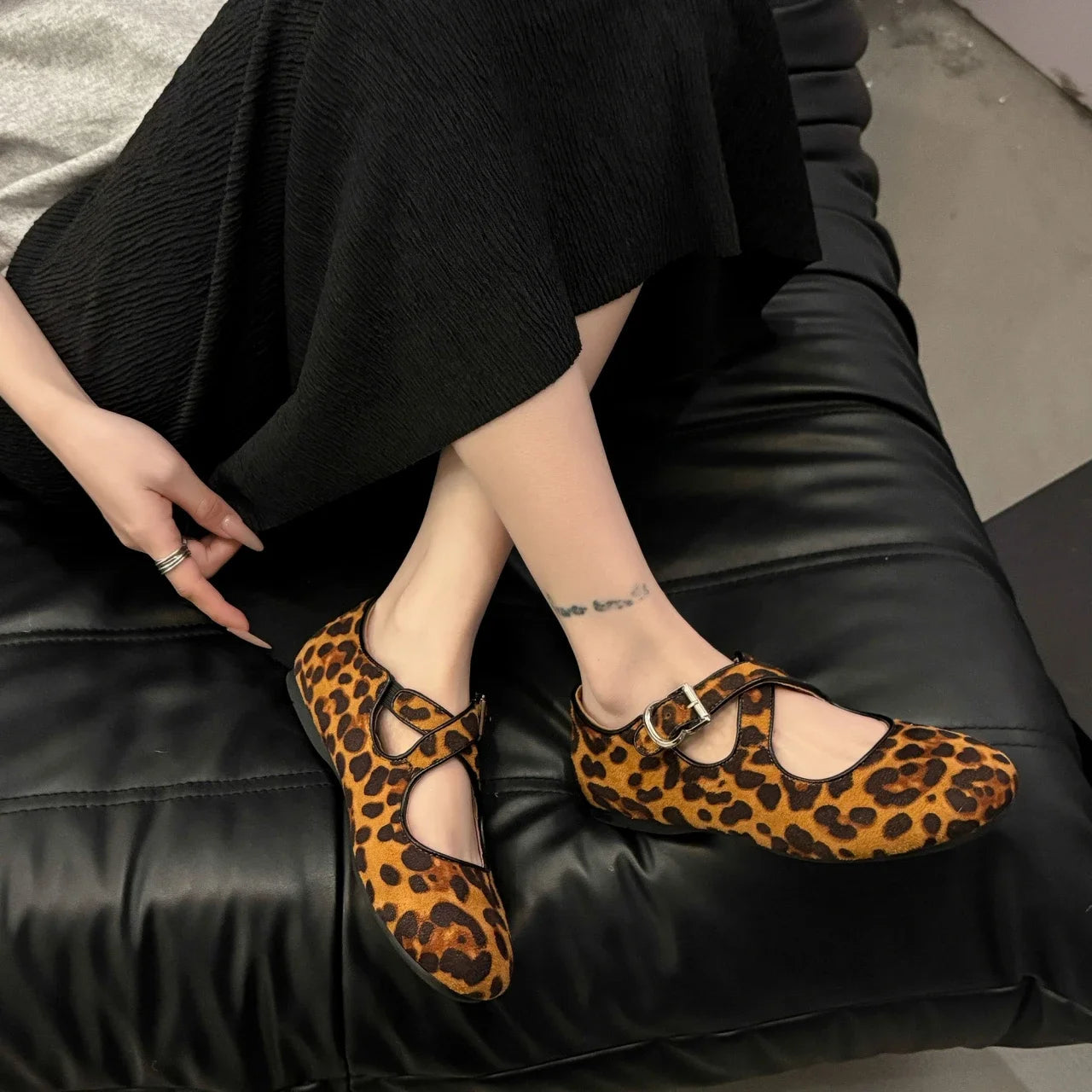 Aiertu  -  Leopard Marie Janes Shoes Flats Sandals Women Sneakers Casual Loafers Summer Trend Shallow Suede Zapatillas De Mujer Dress Aiertu