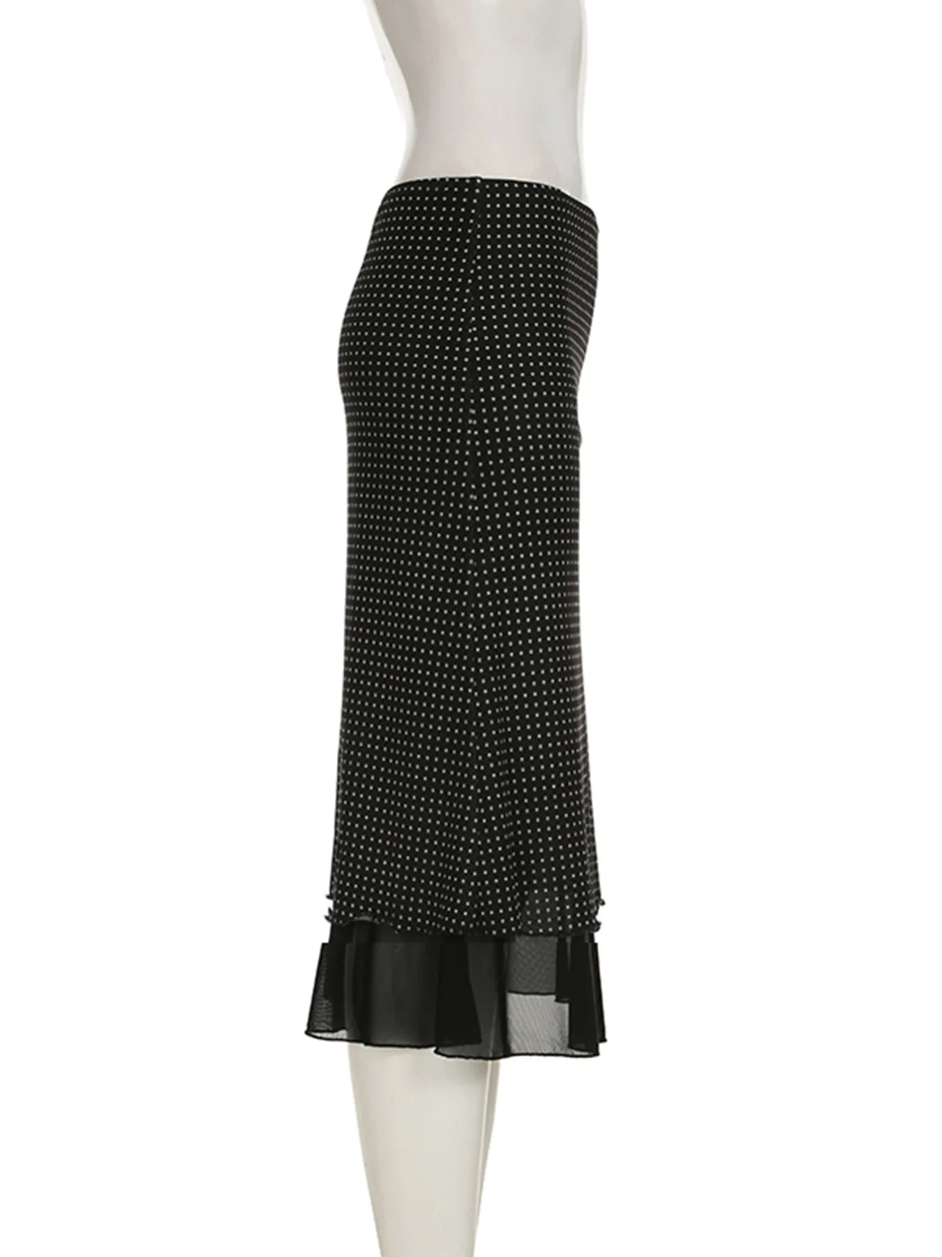 Aiertu  -  Polka Dot Print Double Mesh Skirt For Women Hip-covered Straight Long Skirt Summer New High Waist Casual Female Skirts Aiertu