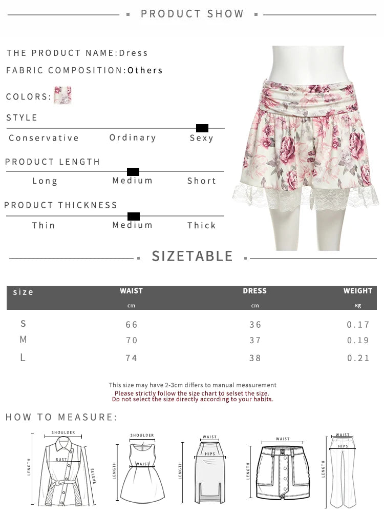 Aiertu  -  Sweet 2Piece Set Women Flower Print Single-Breasted Metal Buckle Wrap Mini Top+Patchwork Lace Folds Skirt Matching Suits Aiertu