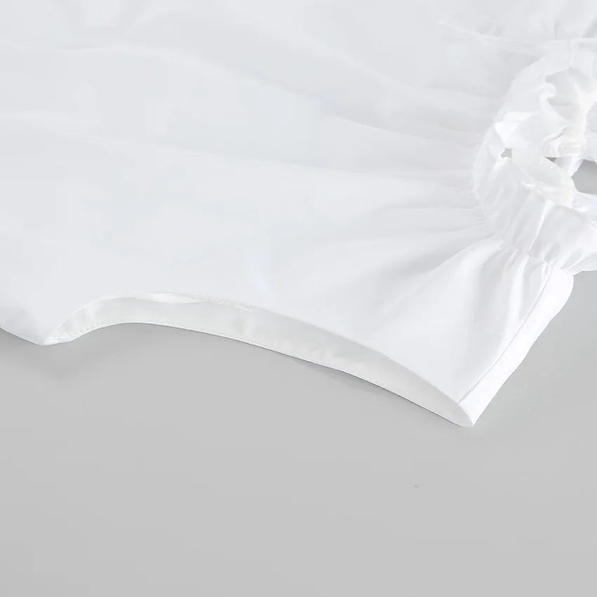 Aiertu  -  Summer Cotton A-line Loose Ruffles White Dress Women Casual O-neck Lace-up Sleeveless Mini Dress Female Holiday Party Dress 2025 Aiertu