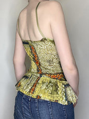Aiertu  -Vintage Printed Lace Bow Tie Cami Top aiertu