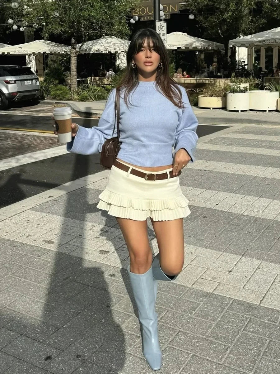 Aiertu  -  Solid Sexy Pleated Skirts For Women Low Waist Sweet Chic Y2k A-line Mini Skirt Summer Spring New Streetwear Fashion Faldas 2025 Aiertu