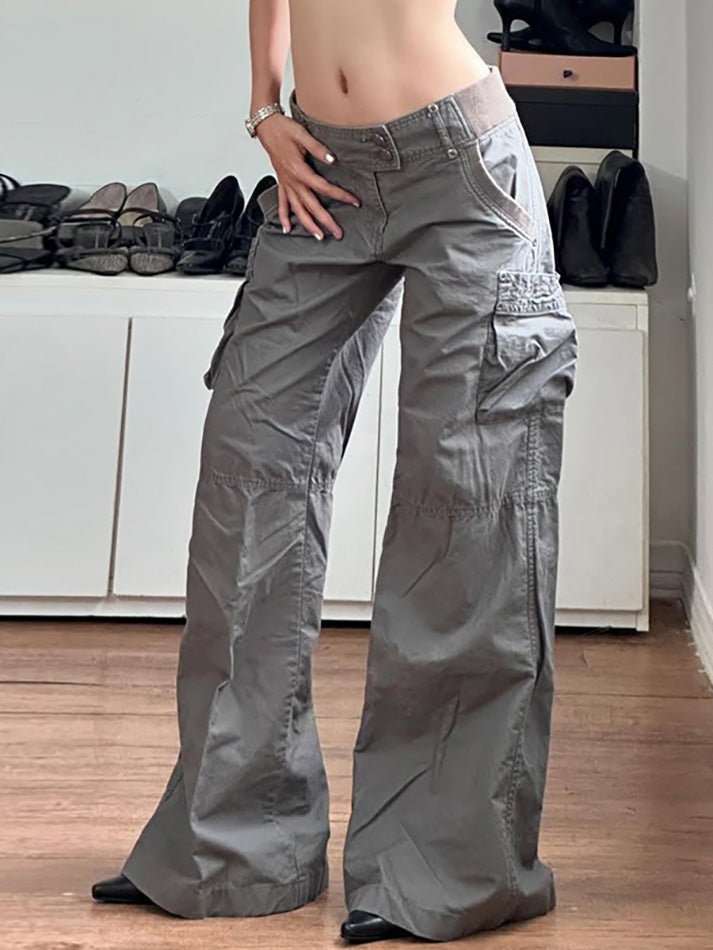 Aiertu  -Vintage Multi-Pocket Low Waist Cargo Pants aiertu