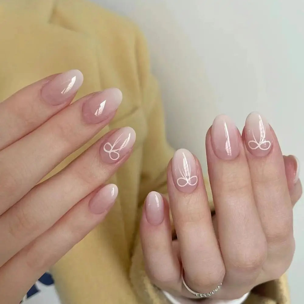 Aiertu  -  Manicure Long Almond False Nails Elegant 3D Butterfly Love Heart Press on Nails Star Detachable Nail Tips Women Aiertu