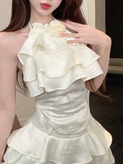 Aiertu  -  Korean Style Retro 2 Piece Sets Women Casual Y2k Crop Top Vest + Mini Cake Skirts Sexy Vintage Fashion Suits Even Party Clothing Aiertu