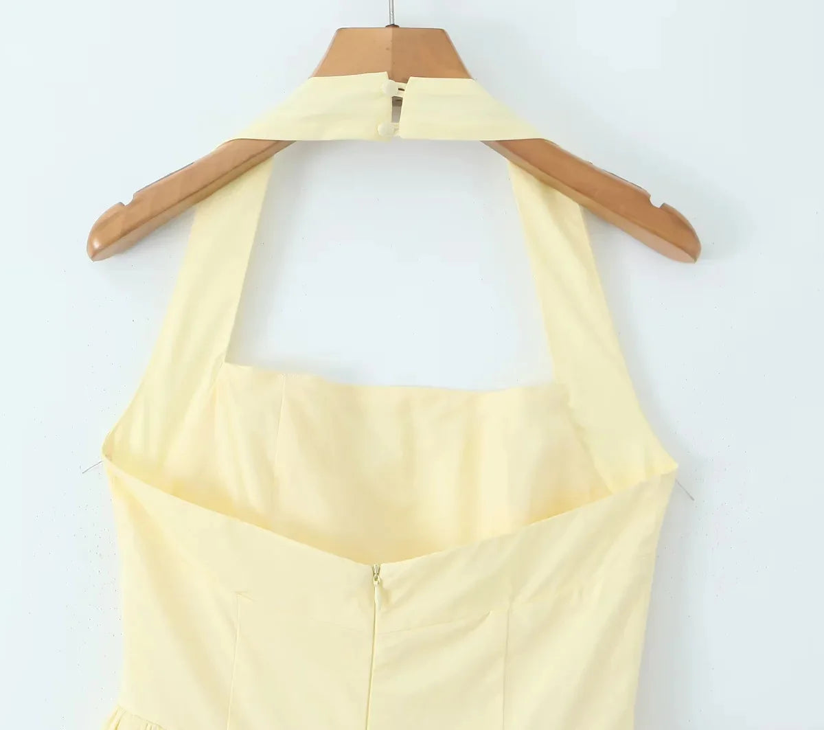 Aiertu  -  Summer Halter Dress Women Luxury Evening Party Mini Dresses Elegant Bodycon Dress Ruffle Tank Dress Fish Bone Ruched Yellow Aiertu