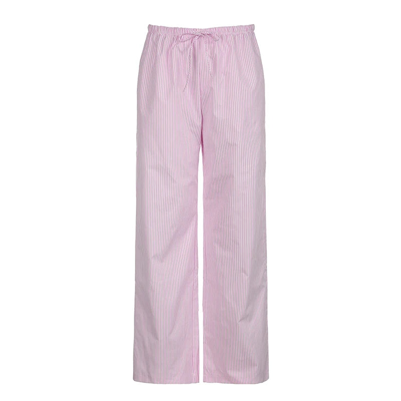 Aiertu  Streetwear Striped Print Loose Trousers Lace-up Joggers Fashion Y2K Baggy Pants Basic Aesthetic 90s Cute Bottoms Aiertu