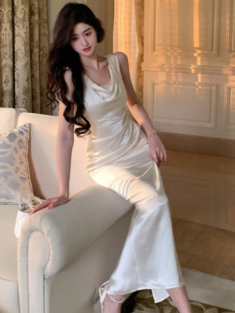 Aiertu  -  Women's Evening Dresses Elegant Swinging Collar Sleeveless Bodycon Birthday Party Midi Dress Female Clothing Vestidos Aiertu