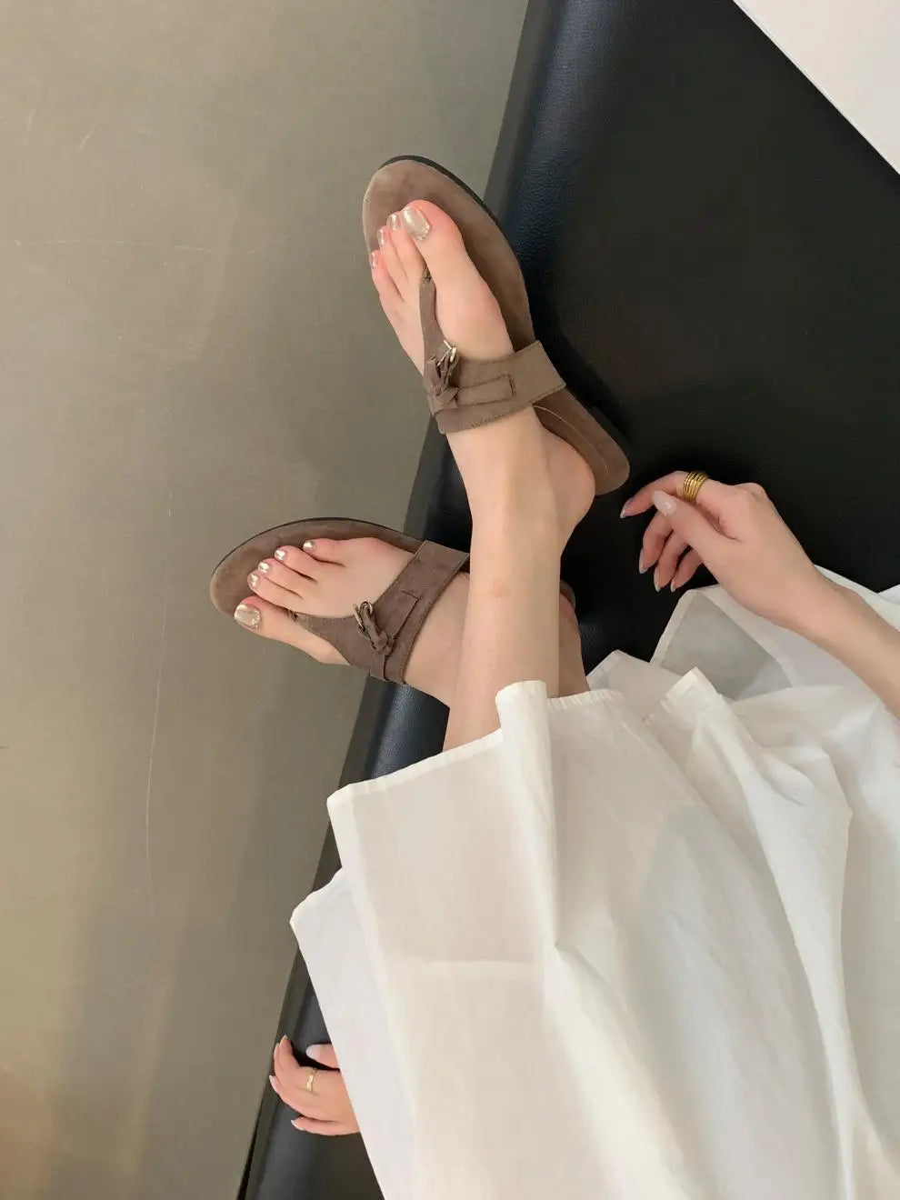 Aiertu  -  Fashion Women Casual Faux Suede Slippers Wedges Heel Cork Mules Platform Clog Non Slip Sole Buckle Outdoor Home Shoes Aiertu