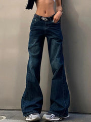 Aiertu  Vintage Washed Distressed Flare Jeans Aiertu