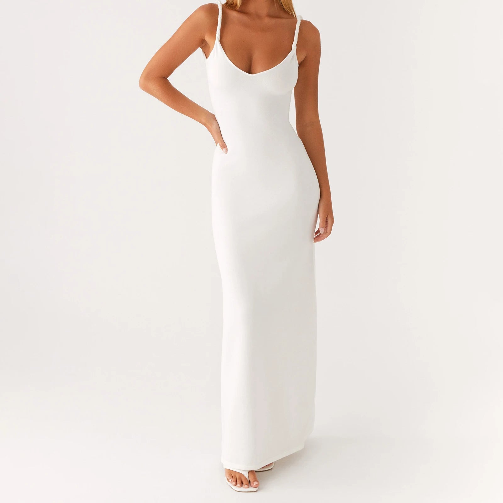 Aiertu  Women Elegant Backless Spaghetti Strap Long Dress Slim Fit Sleeveless Cutout Back Maxi Dress Formal Cocktail Sundress Aiertu