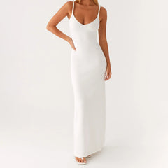 Aiertu  Women Elegant Backless Spaghetti Strap Long Dress Slim Fit Sleeveless Cutout Back Maxi Dress Formal Cocktail Sundress Aiertu