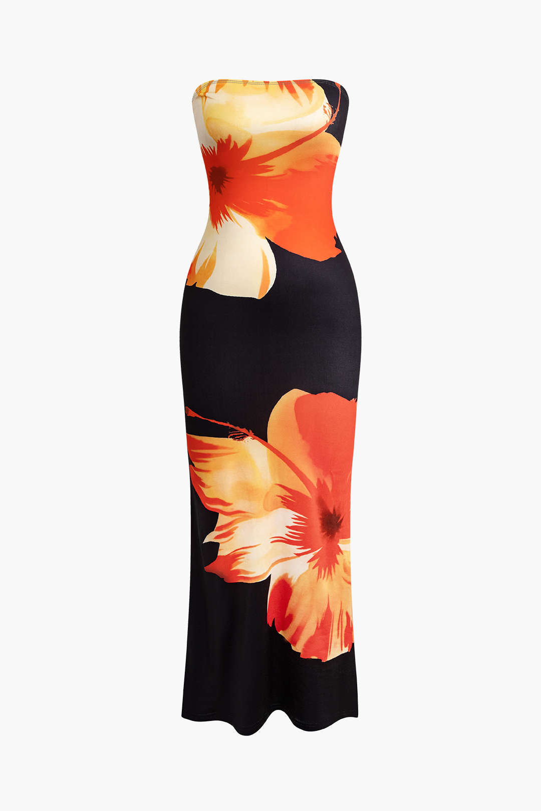 Aiertu  Sunny Floral Cascade Strapless Midi Dress Aiertu