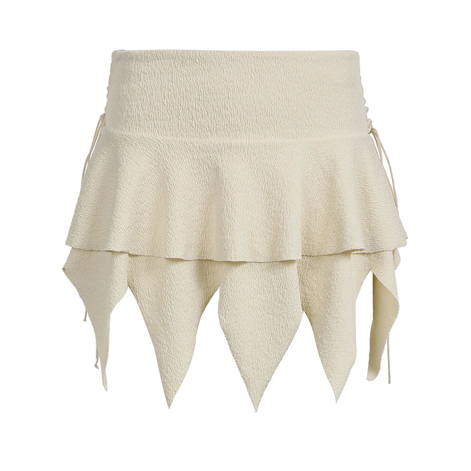 Aiertu  Summer Solid Color Gothic Mini Skirt Women Drawstring Elastic Band Short Y2K Skirt Irregular Hem Streetwear Aiertu