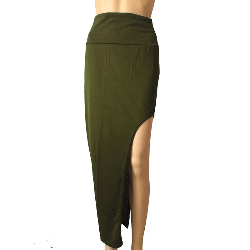 Aiertu Fashion Split Skirts Women Sexy Long Sexy Skirts Open Side Split Skirt Long High Waist High Slit Maxi Skirt Black Aiertu