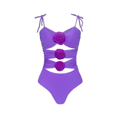 Aiertu  -  3D Flower One Piece Swimsuit Sexy Women Swimwear V Neck Summer Suits Female Off Shoulder Bikinis Sliming Bodysuit Chic Beachwear Aiertu