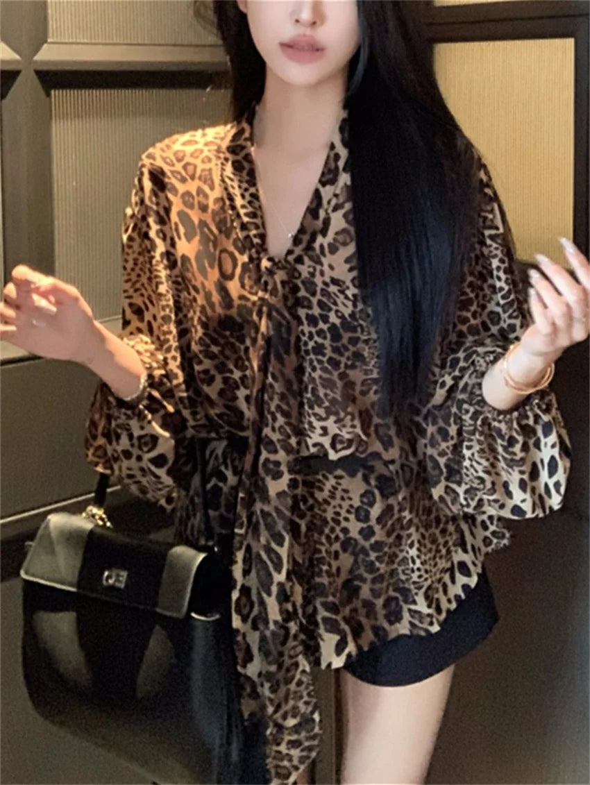 Aiertu  -  Chic Leopard Fashion Blouses Women Vintage 2026 Daily Sexy Autumn New Slim Casual Work Wear Elegant Daily Full Sleeve Aiertu