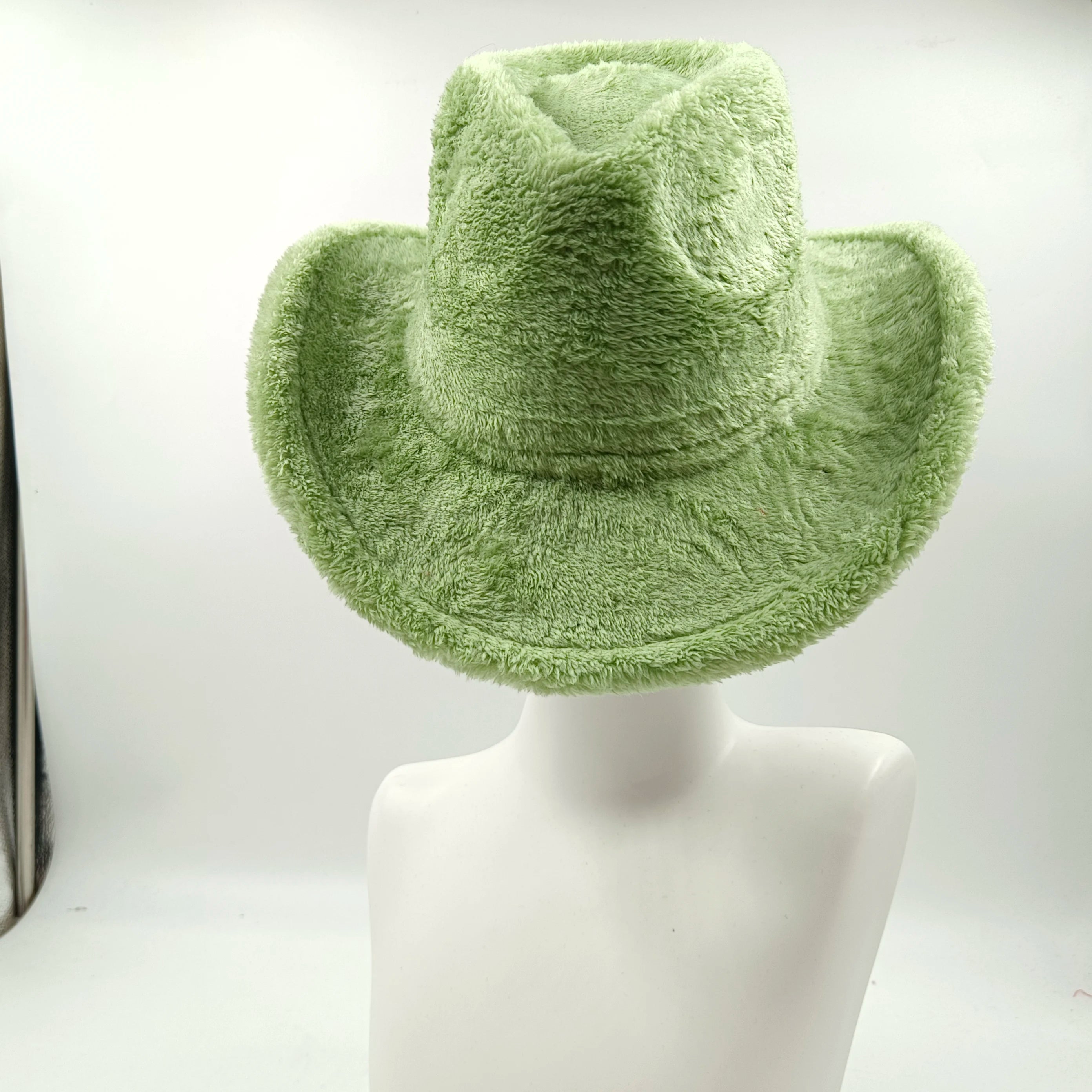 Aiertu  -  Fedora Hat Emerald Green Plush Cowboy Hat Material New Jazz Hat European and American Fashion Hat Big Brim Hat Aiertu