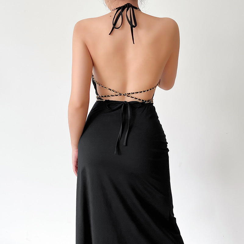 Aiertu - Solid Color Back Slit Dress Aiertu