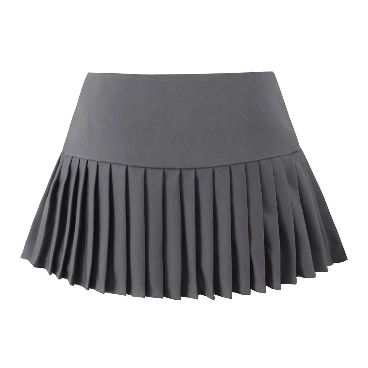 Aiertu  -  Y2K Style Cool Girl Cross Slit Asymmetrical Pleated Mini Skirts Women Side Zipper Low Waist Sports Skirts Gray Black White Aiertu