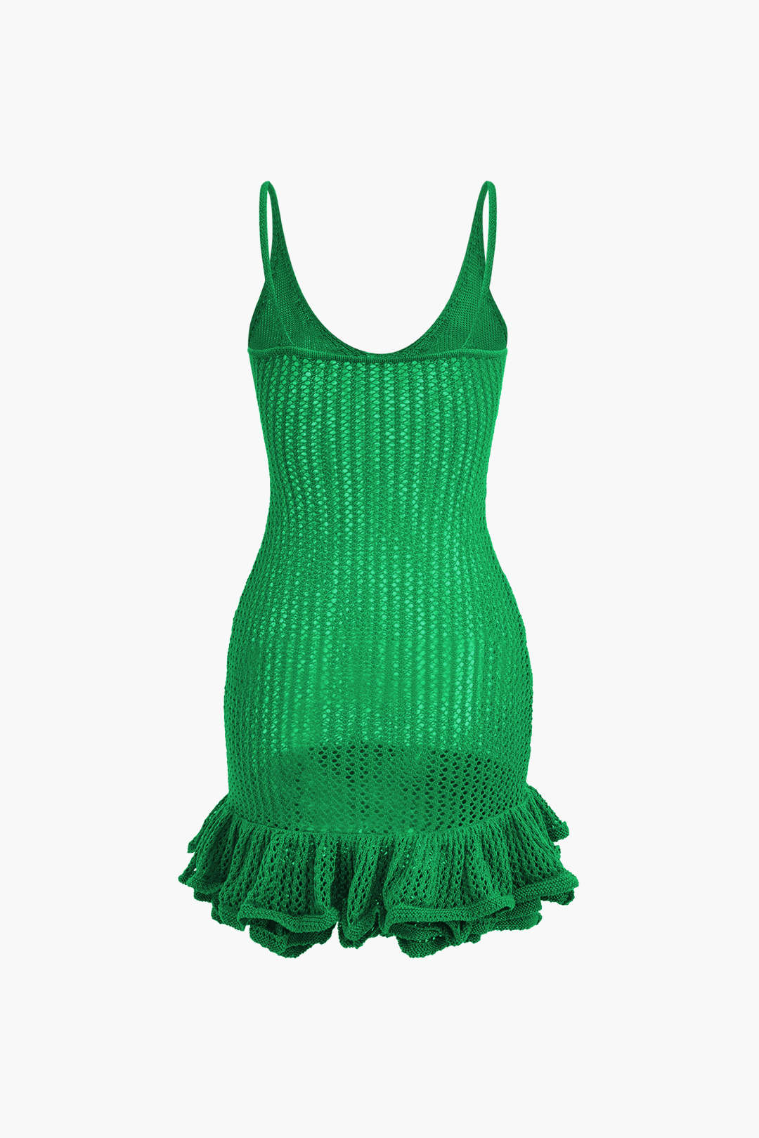 Aiertu  Open Knit Ruffle Hem Cami Mini Dress Aiertu