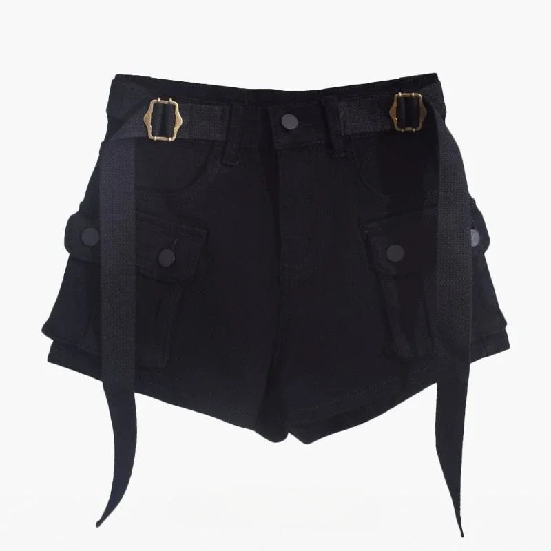 Aiertu  -  Y2K Harajuku Trendy Streetwear High-waisted Slim A-line Workwear Denim Shorts Feminine Versatile Personality Retro Sports Shorts Aiertu