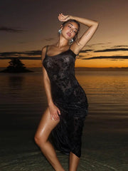 Aiertu  -  Women's Sexy Backless Summer Beach Dresses 2026 Female Sleeveless See-through Bodycon Long Evening Party Slip Dress White Black Aiertu