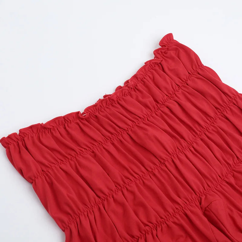 Aiertu  -  2 Piece Sets Woman Outfit Sexy Fringed Ruched Mesh Top and Shorts Solid Matching Sets Summer Wear 2025 P66-FZ18 Aiertu