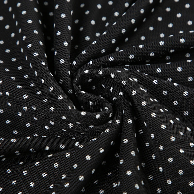 Aiertu  -  Elegant Chic Polka Dot Mesh Skirt Women Lace Trim Bow Vintage Fashion Party Long Skirts Double Layer Bottoms Outfits Aiertu