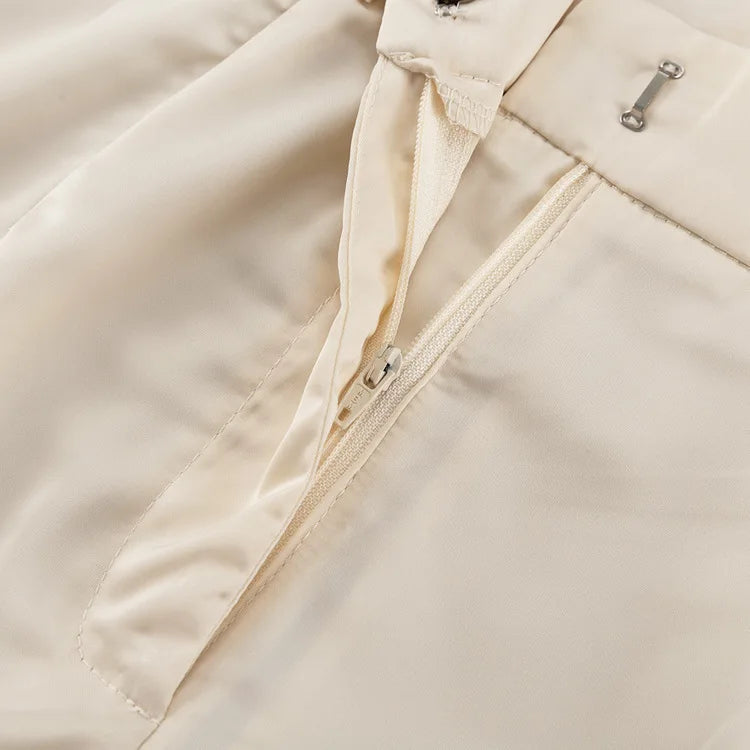 Aiertu  -  Solid Two Piece Set for Women Lapel Long Sleeve Spliced Lace Up Coat High Waist Pant Sets Female New Aiertu
